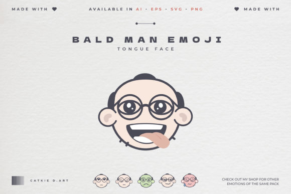 Bald Man Emoji - Tongue Face