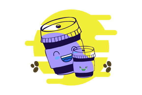 Coffee Kawaii Funny Circle Clipart Graphics