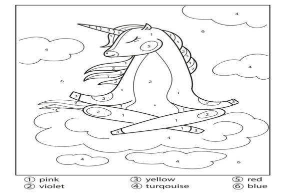 Color by Number - Unicorn Vol - 01: Graphics & Coloring Pages Amp