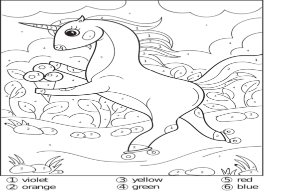 Color by Number - Unicorn Vol - 8: Graphics & Coloring Pages Amp