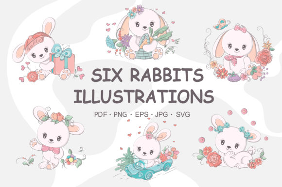 Cute Rabbits Graphics for Playful Editorial Design