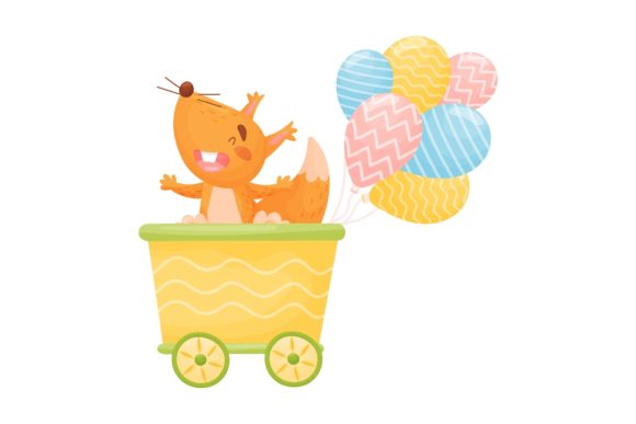 Funny Animals in Locomotive Illustration Graphics