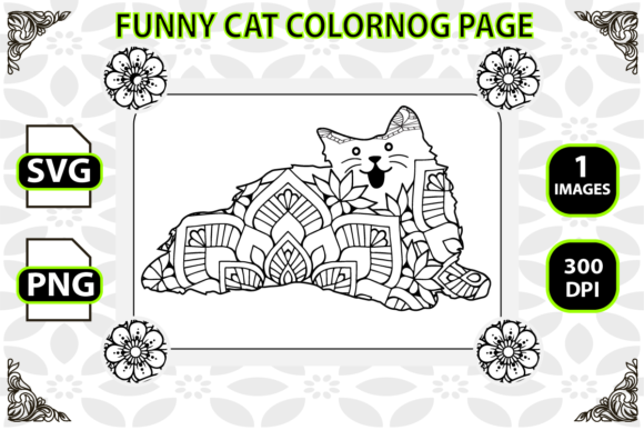 Funny Cat Coloring Page Kdp Interiors Graphics