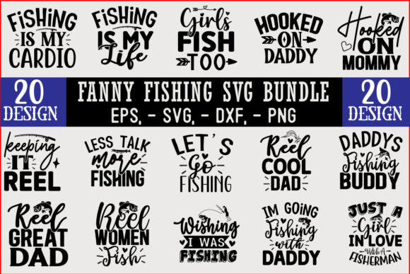 Funny Fishing SVG T-Shirt Design Bundle