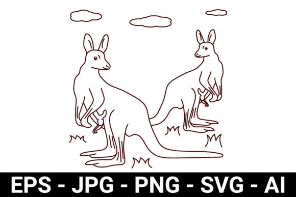 Kangaroo Coloring Pattern for Preschool: Graphics & Coloring Pages Amp