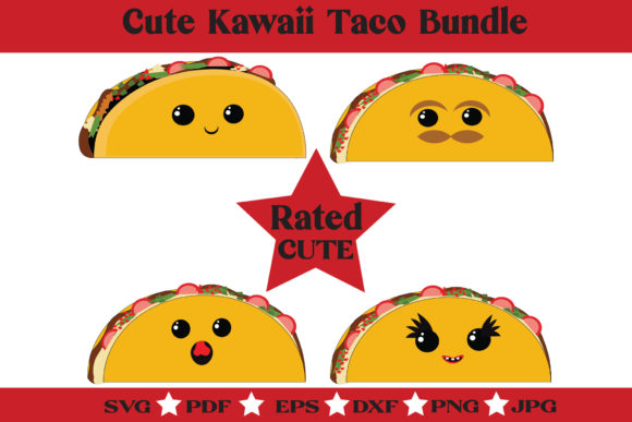Kawaii Tacos Bundle - Taco Cut File Graphics