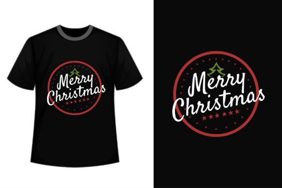 Merry Christmas with Tree Circle Graphics & Print Templates