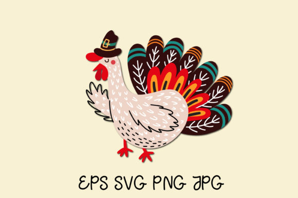 Thanksgiving Symbol Funny Turkey in Hat Graphics